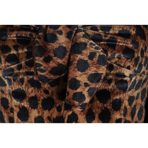 The Attico Womens Leopard Print Top Size 40 Brown Tan Bow Balloon Ruffle Sleeve - Picture 4 of 16